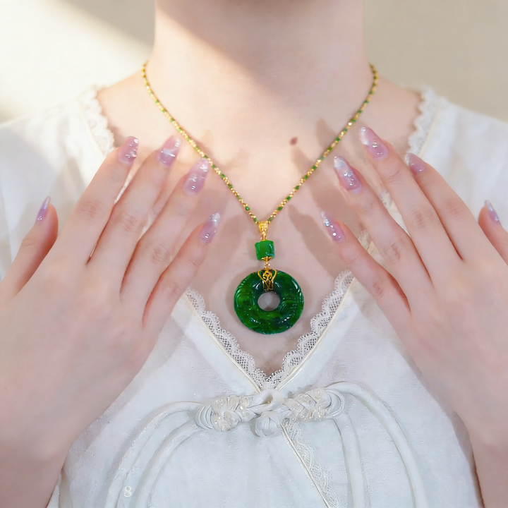 Jade Peace Buckle Pendant Necklace