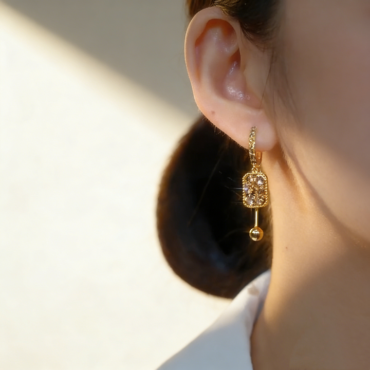 Brown Pavé Tassel Earrings