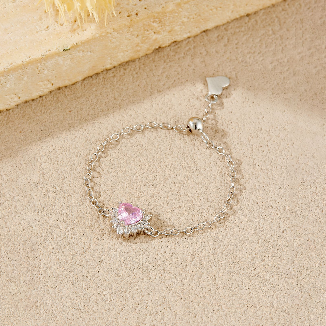 Pull-out adjustable heart star ring