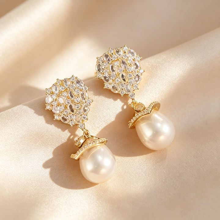 Baroque Pearl Pavé Drop Earrings