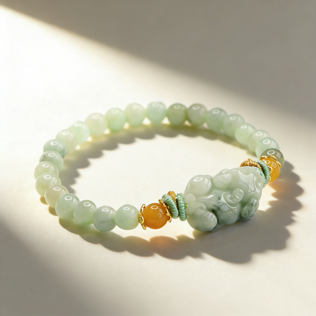 Natural Jade Pixiu Beaded Bracelet