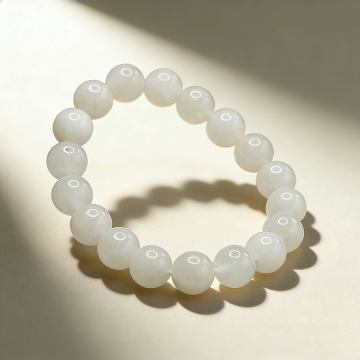 White Jade Beaded Bracelet