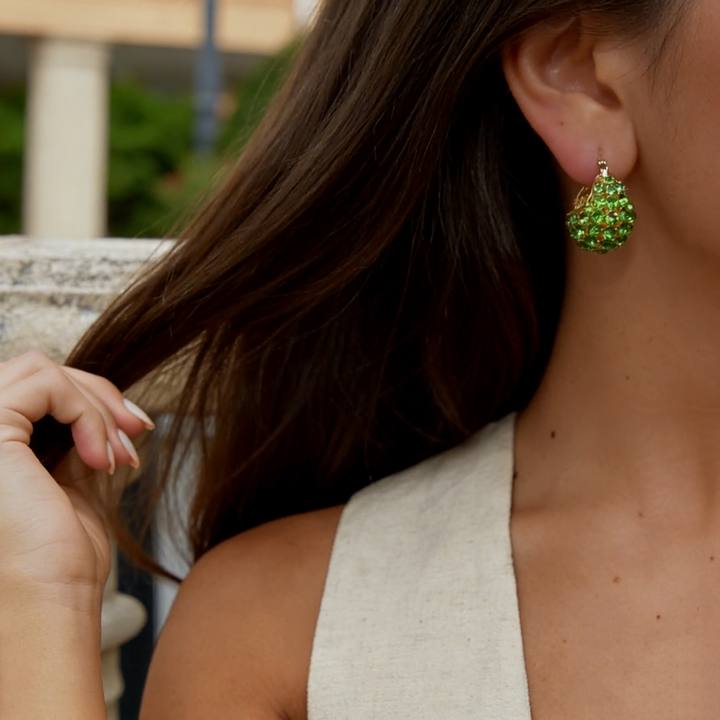 Hollow Basket Natural Crystal Earrings