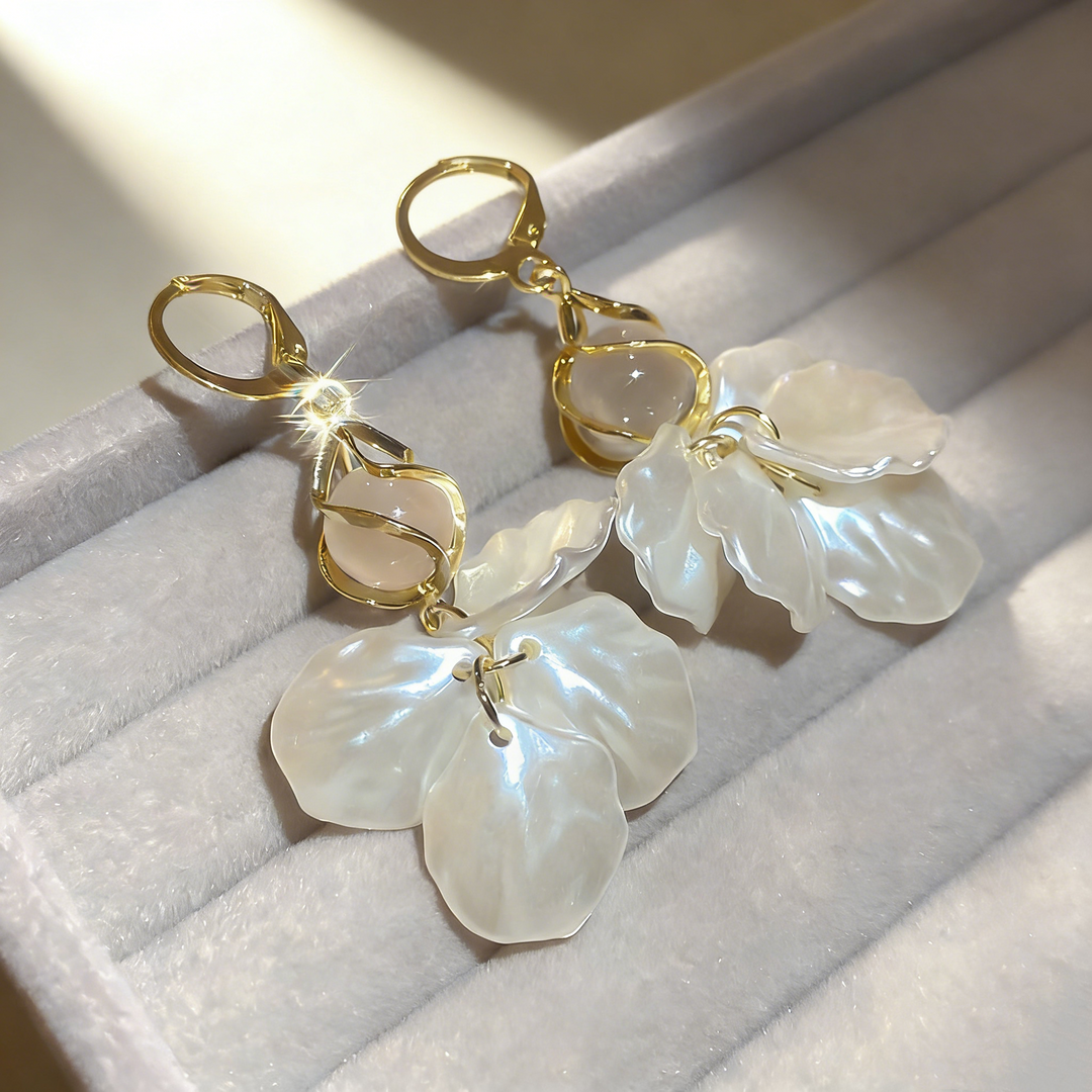 Pearl Petal Tassel Earrings