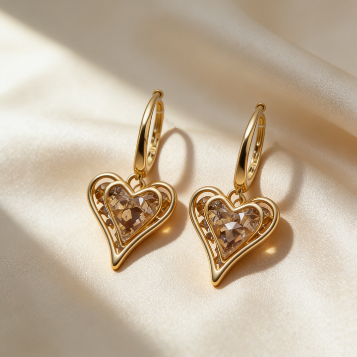 Double Heart Layered Earrings