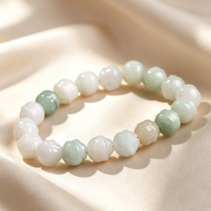 Natural Jadeite Rose Beaded Bracelet