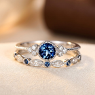 Silver Sapphire Halo Ring 1