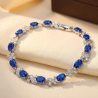 Silver Sapphire Floral Link Bracelet 1