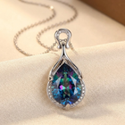 Silver Sapphire Teardrop Necklace 1