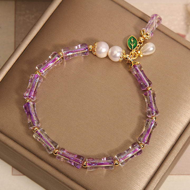 Natural amethyst bamboo bracelet