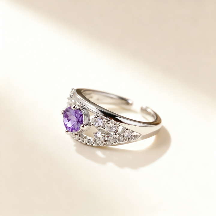 Amethyst Crystal &amp; Diamond Ring