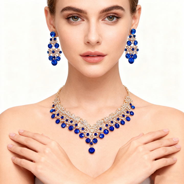 Natural Gemstone Necklace &amp; Earrings Set