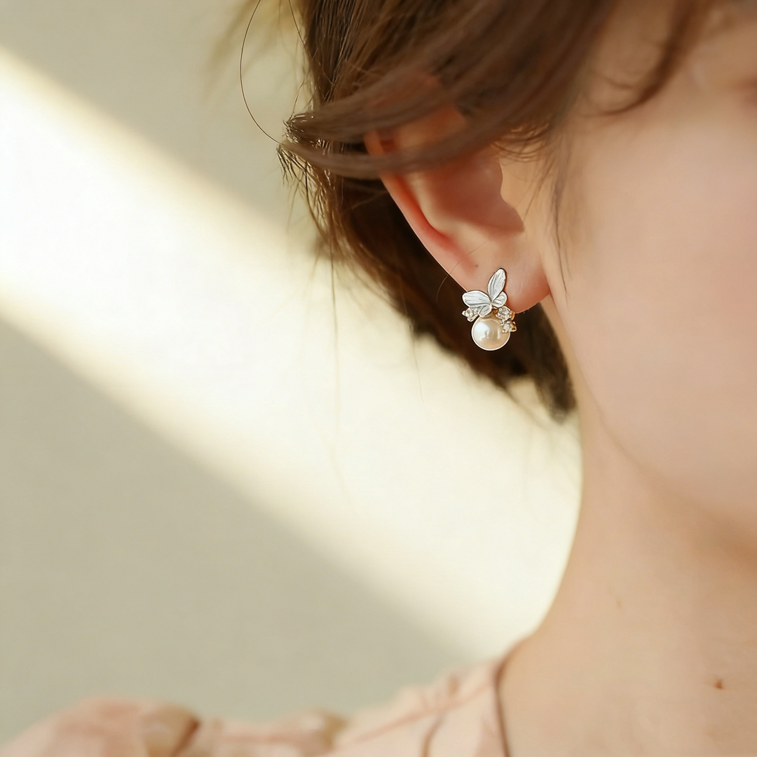 Butterfly Pearl Earrings