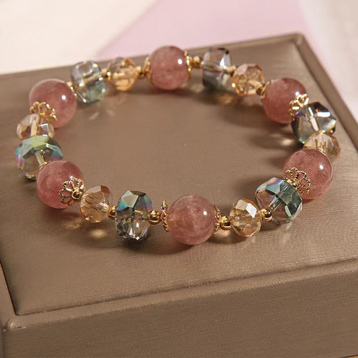Mixed natural strawberry crystal bracelet