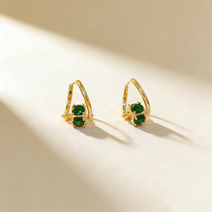 Windmill Green Gemstone Rotating Earrings