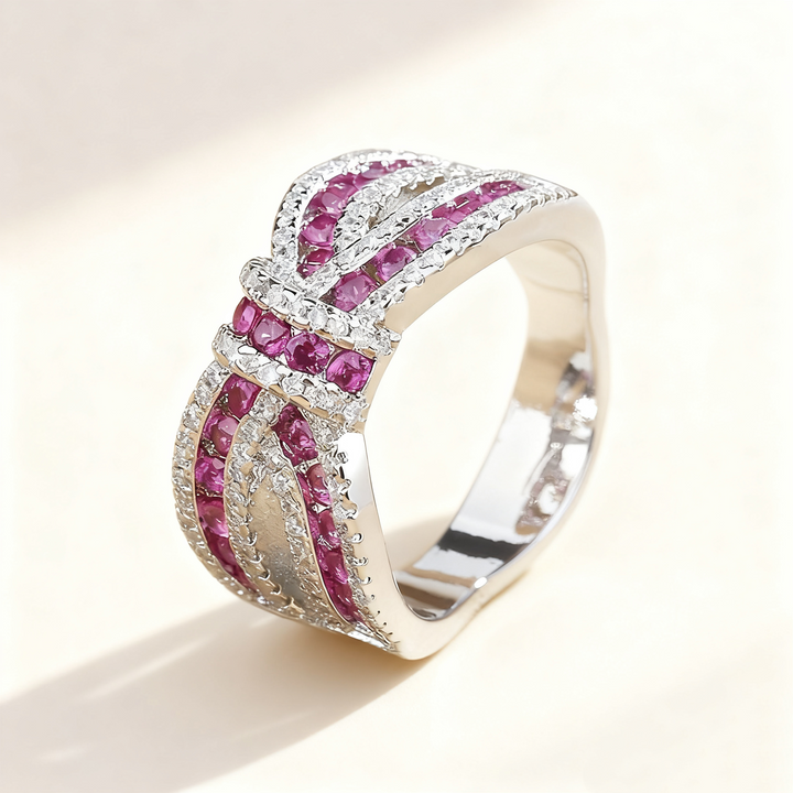 Pavé Amethyst &amp; Diamond Bow Ring