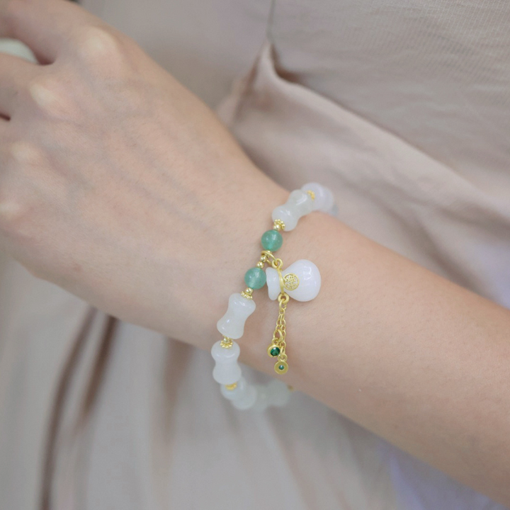Natural White Jade ? Bamboo Bracelet
