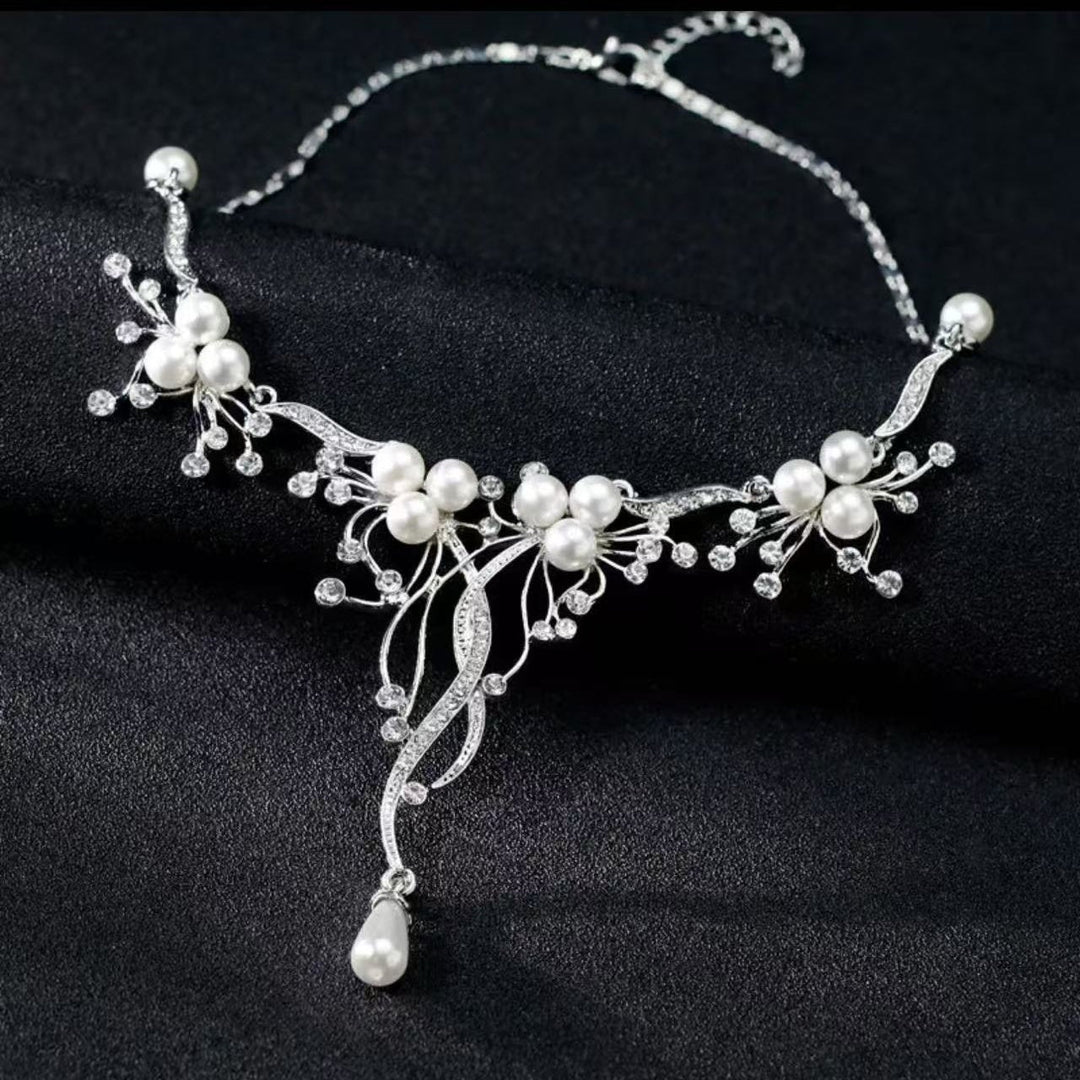 Moonlight Cluster • Pearl Necklace and Earring Set