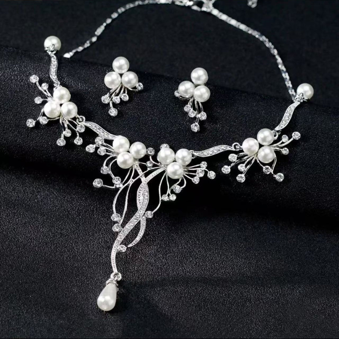 Moonlight Cluster • Pearl Necklace and Earring Set