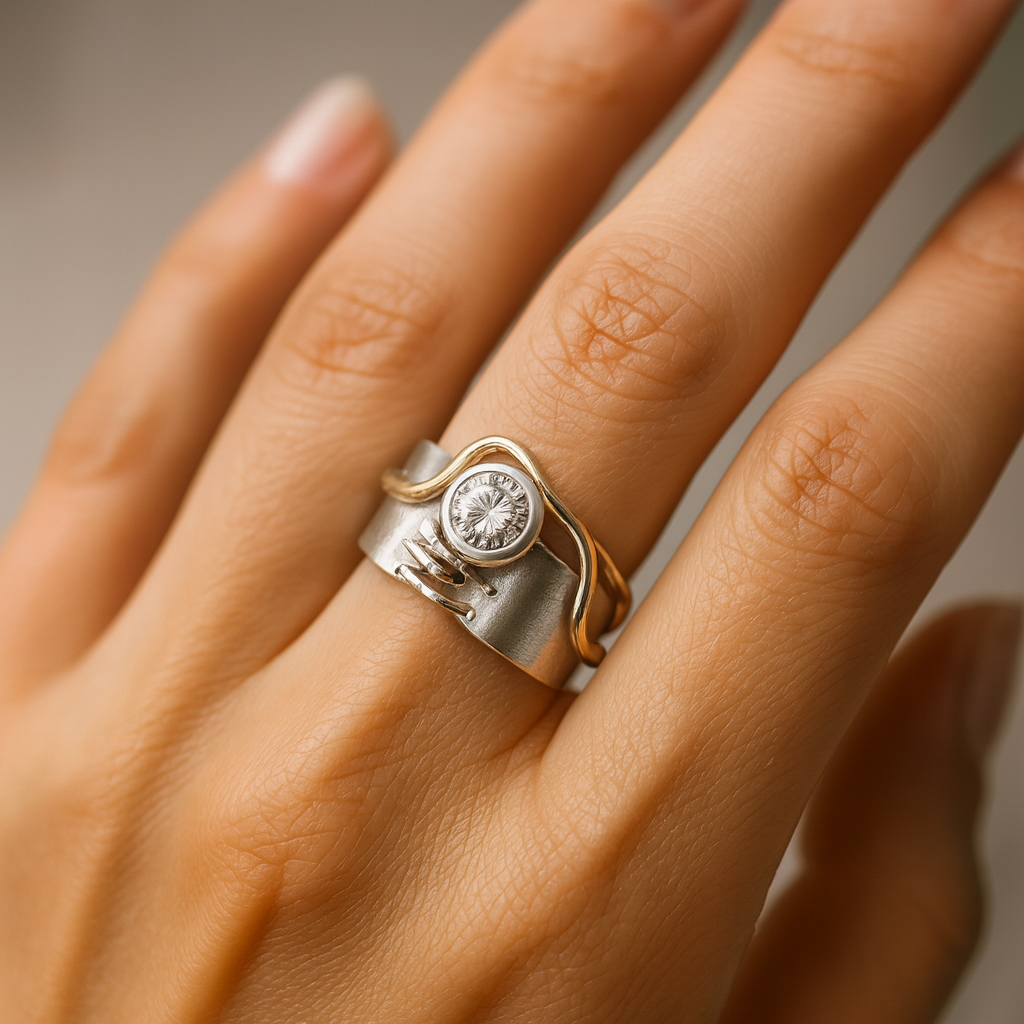 Laura - Vintage Ring in Dark Silver with Zirconia
