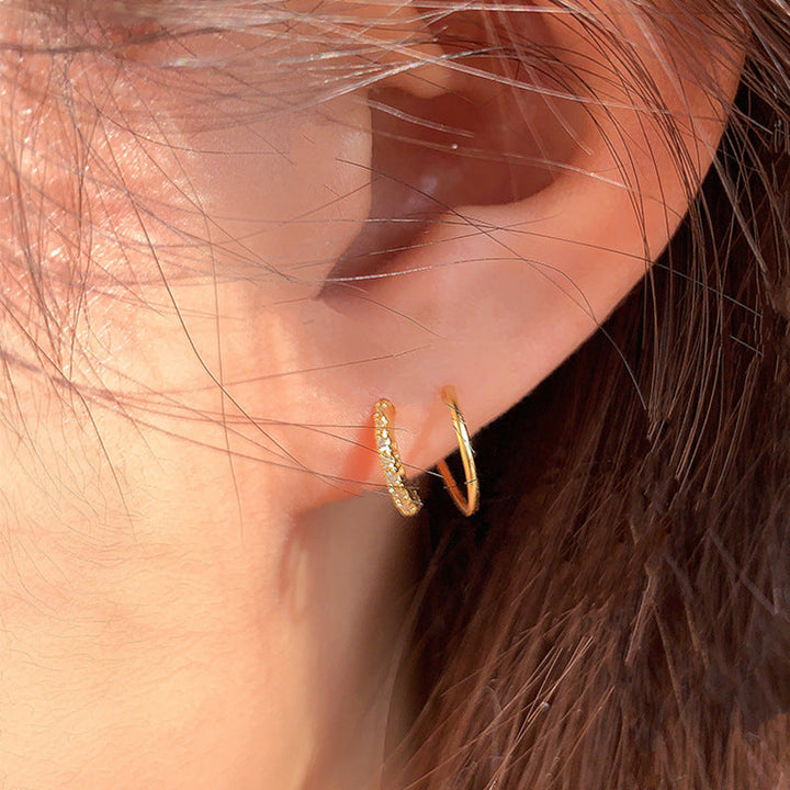 Sparkling Hoop Earrings &amp;  Wave Ear Cuff Set