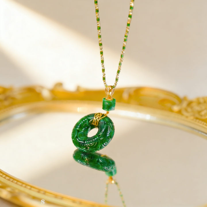 Jade Peace Buckle Pendant Necklace