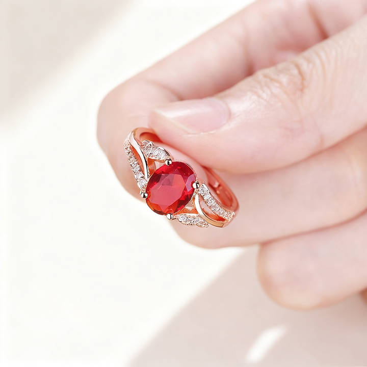 Red Ruby &amp; Pavé Ring