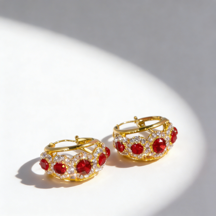 Natural Crystal Sunflower Hoop Earrings