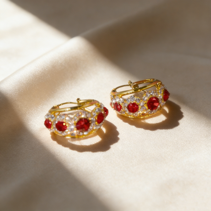 Natural Crystal Sunflower Hoop Earrings