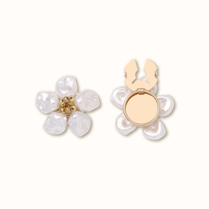 Pearl Flower Button Cover Cufflinks &amp; Earrings