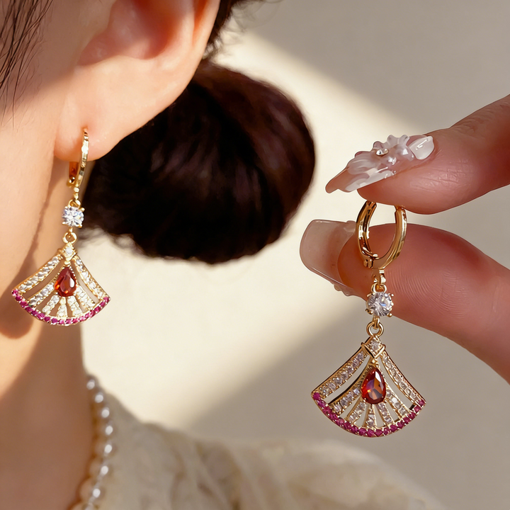 Elegant Fan-Shaped Earrings