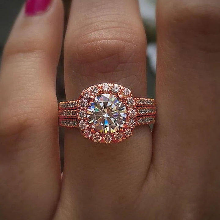 Full diamond natural crystal ring