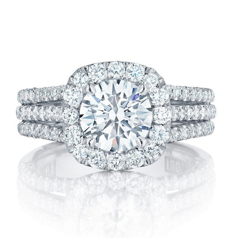 Full diamond natural crystal ring