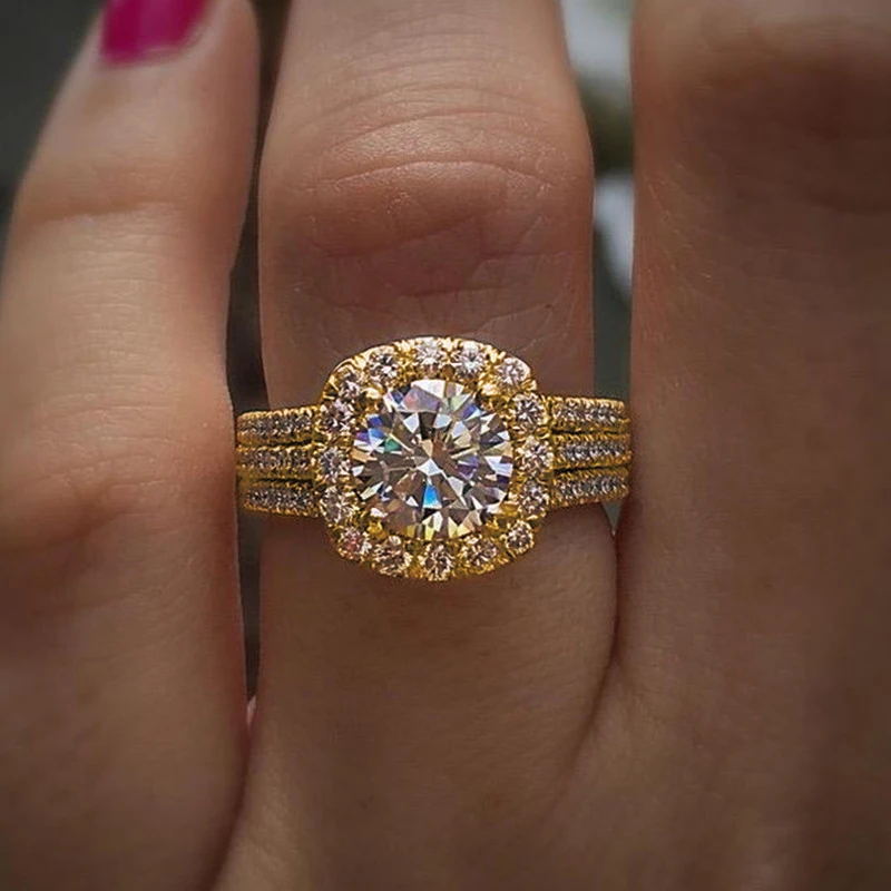 Full diamond natural crystal ring
