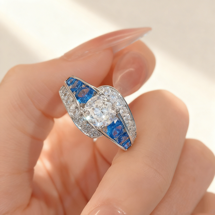 Pavé Aquamarine and Diamond Ring