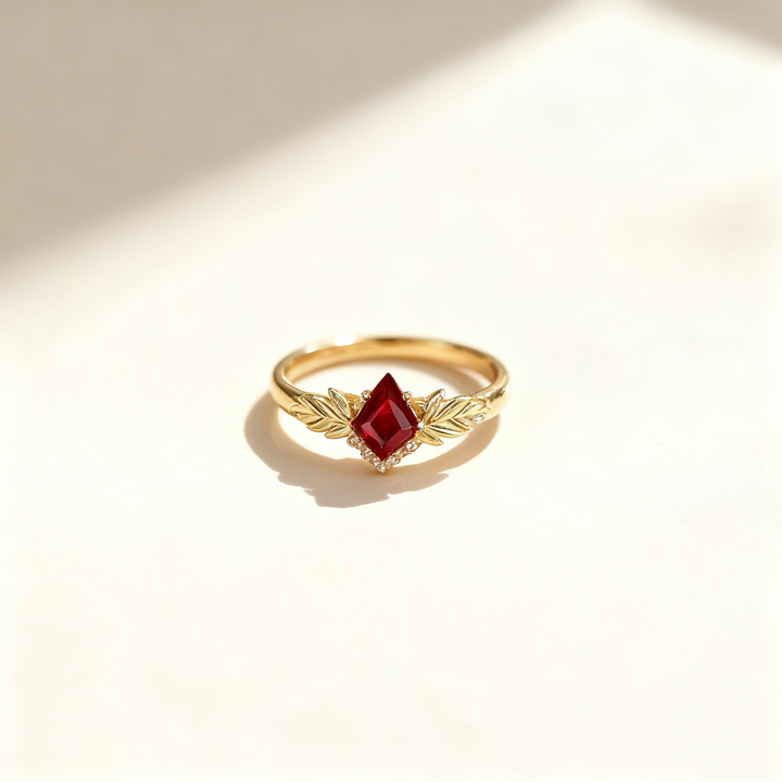 Red Sapphire &amp; Diamond Couple Rings