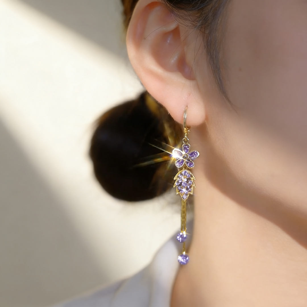 Double Floral Tassel Earrings