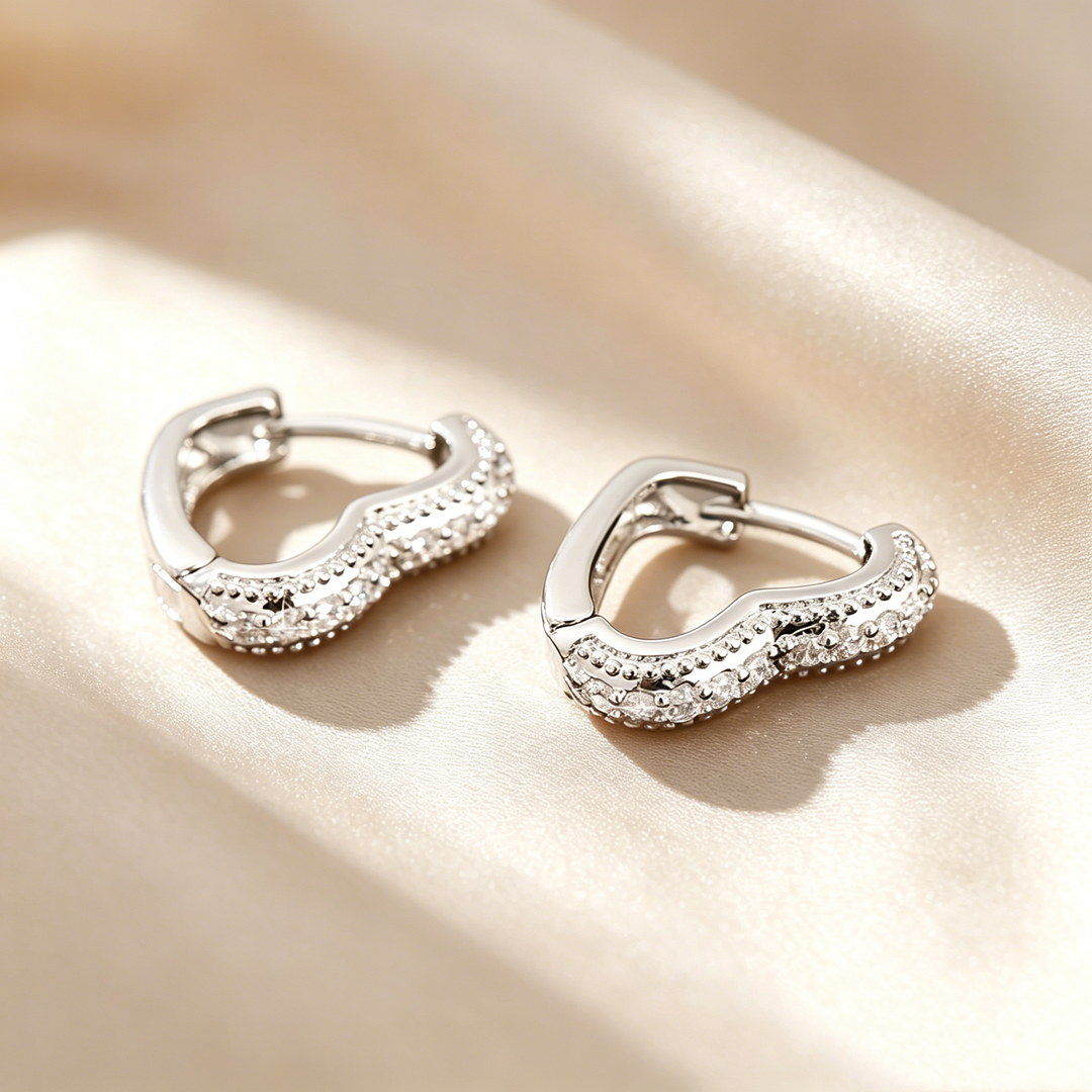 Heart Pavé Huggie Earrings