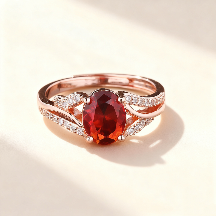 Red Ruby &amp; Pavé Ring