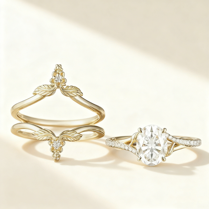 Gold Flower Stackable Ring Set