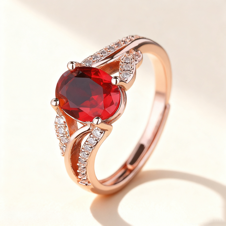 Red Ruby &amp; Pavé Ring