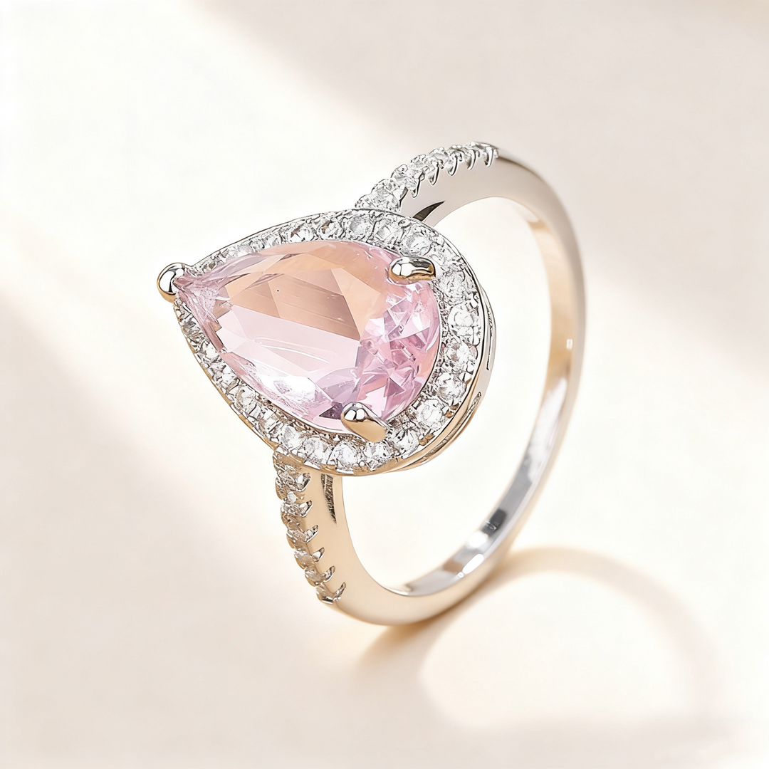 Pink Crystal Pavé Ring