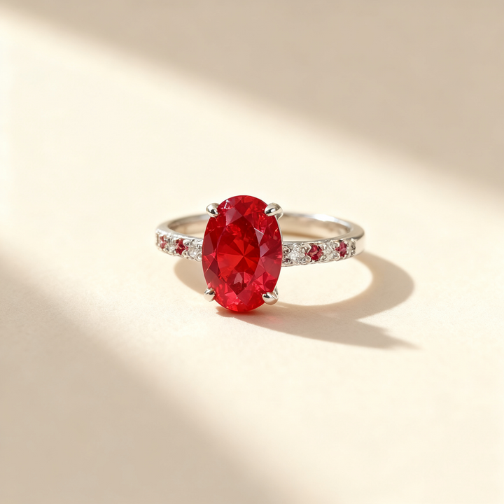 Ruby &amp; Sapphire Pavé Ring Set