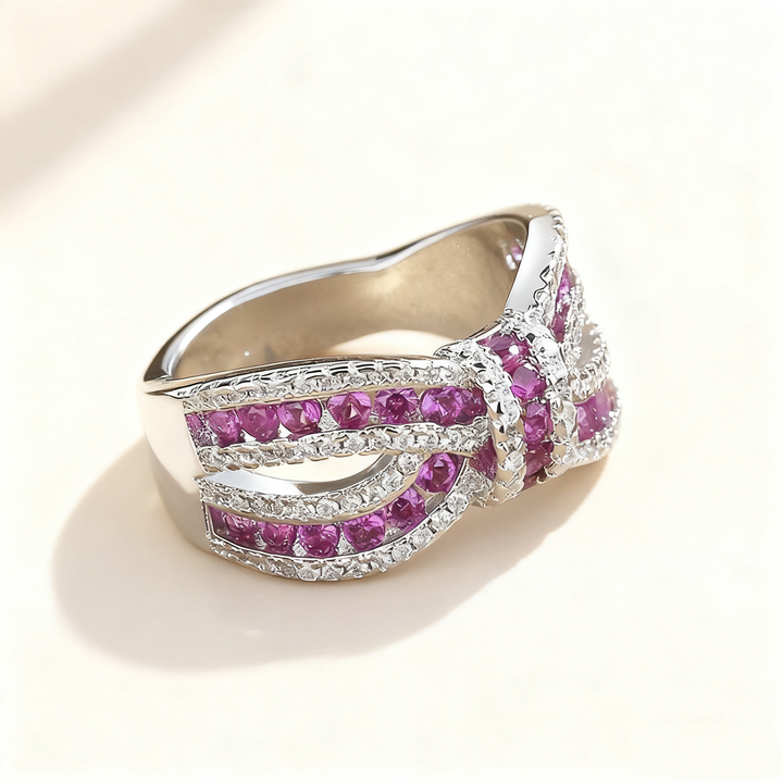 Pavé Amethyst &amp; Diamond Bow Ring