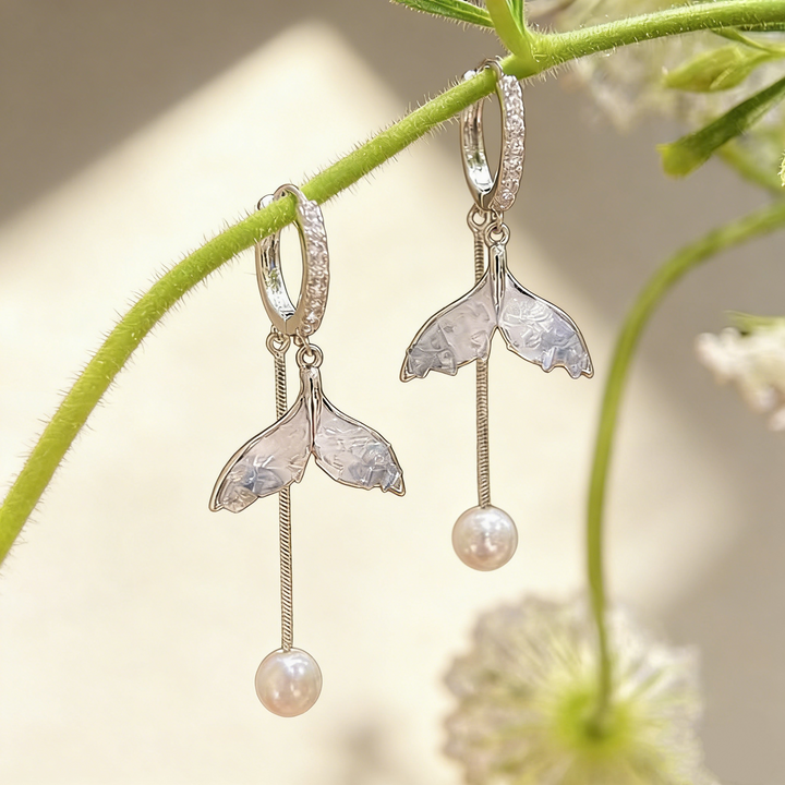 Fish Tail Tassel Pearl Earrings