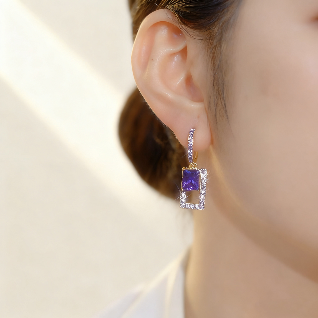 Amethyst Double-Layer Earrings