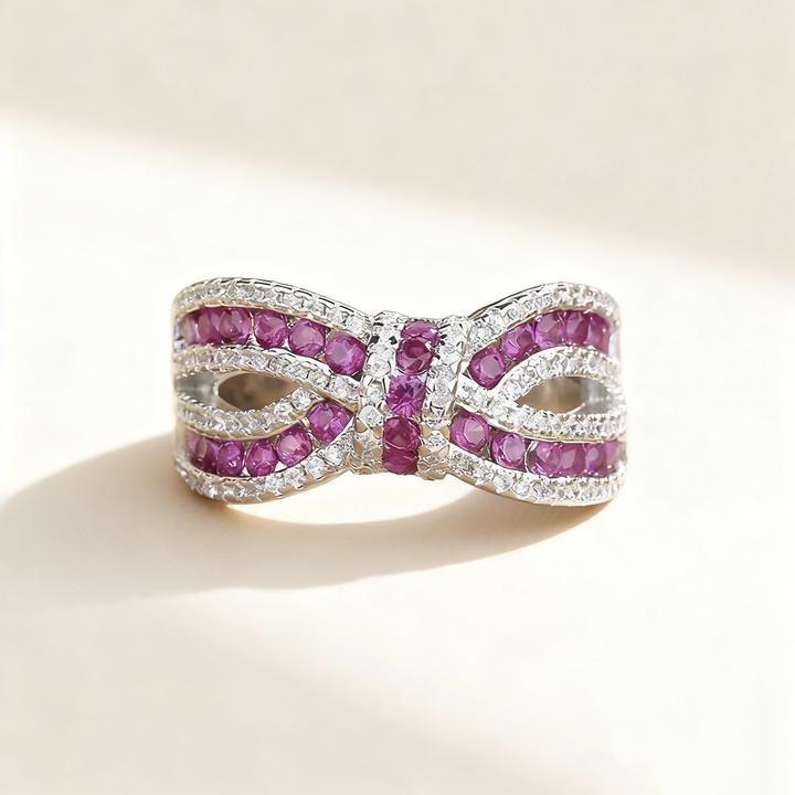 Pavé Amethyst &amp; Diamond Bow Ring