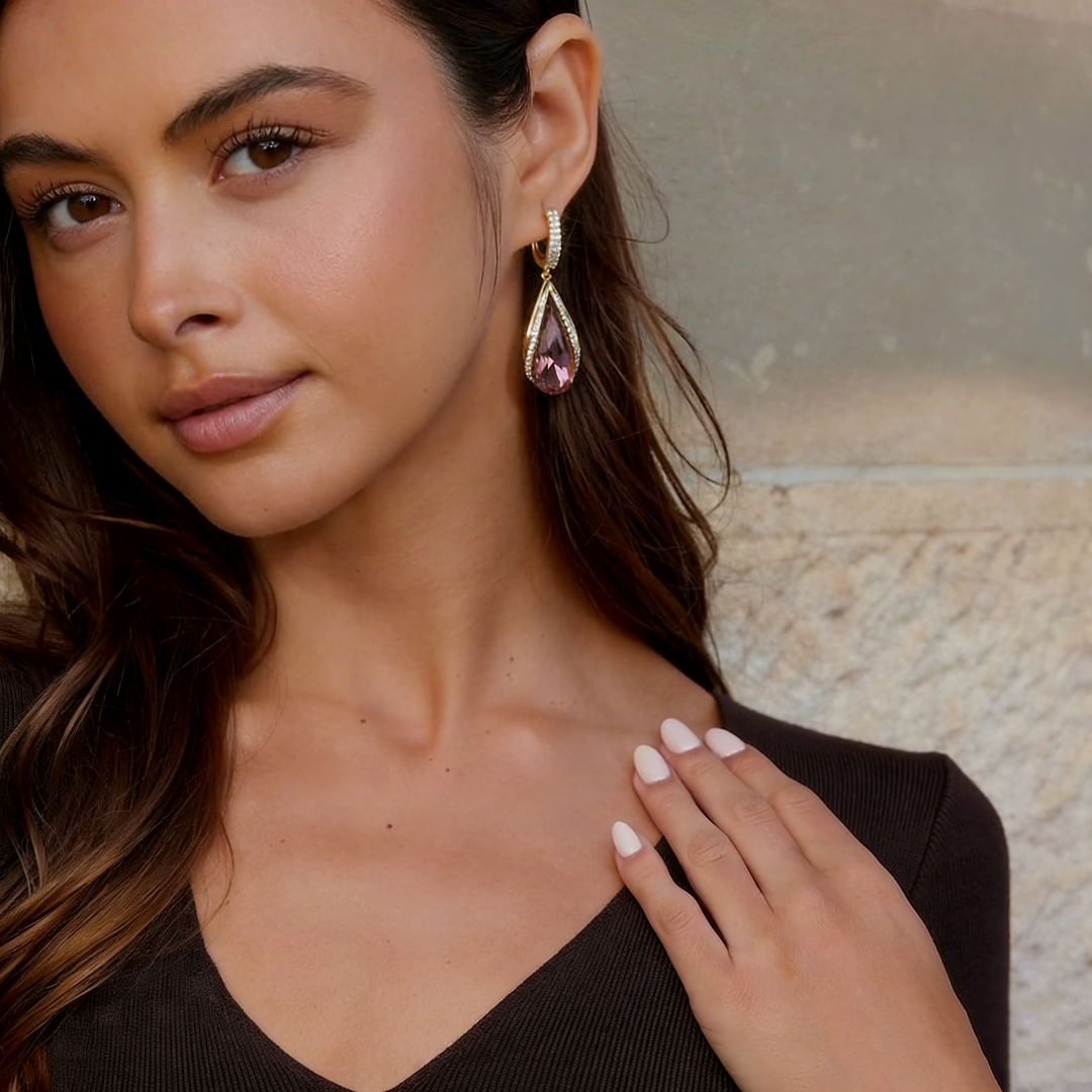 Elegant Natural Amethyst Teardrop Earrings