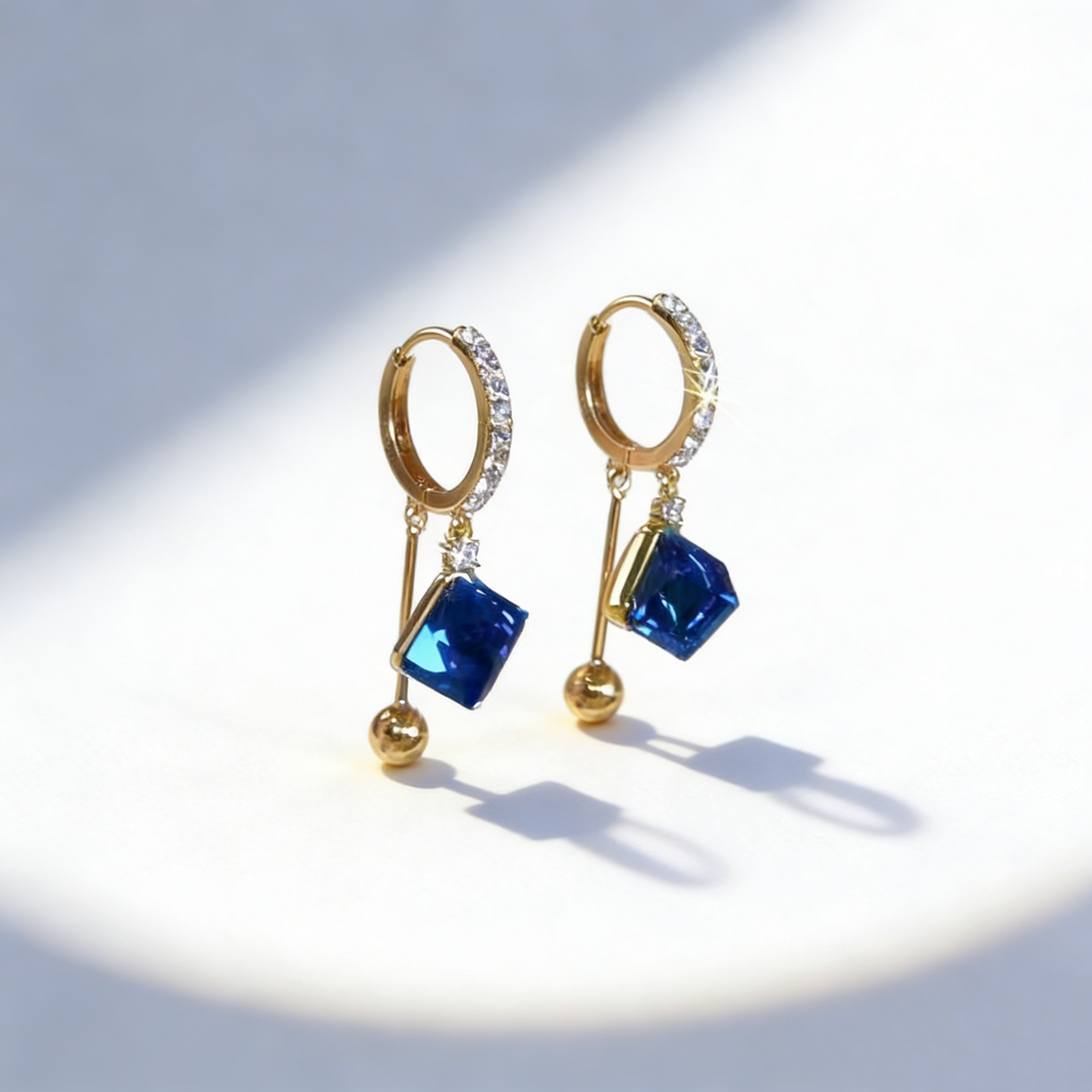 Natural Blue Crystal Tassel Earrings