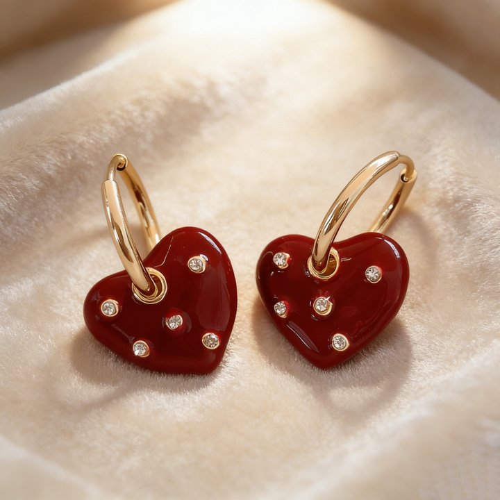 Vintage Enamel Heart Earrings